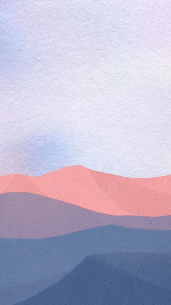 Aesthetic mountain view phone wallpaper, purple sky illustration