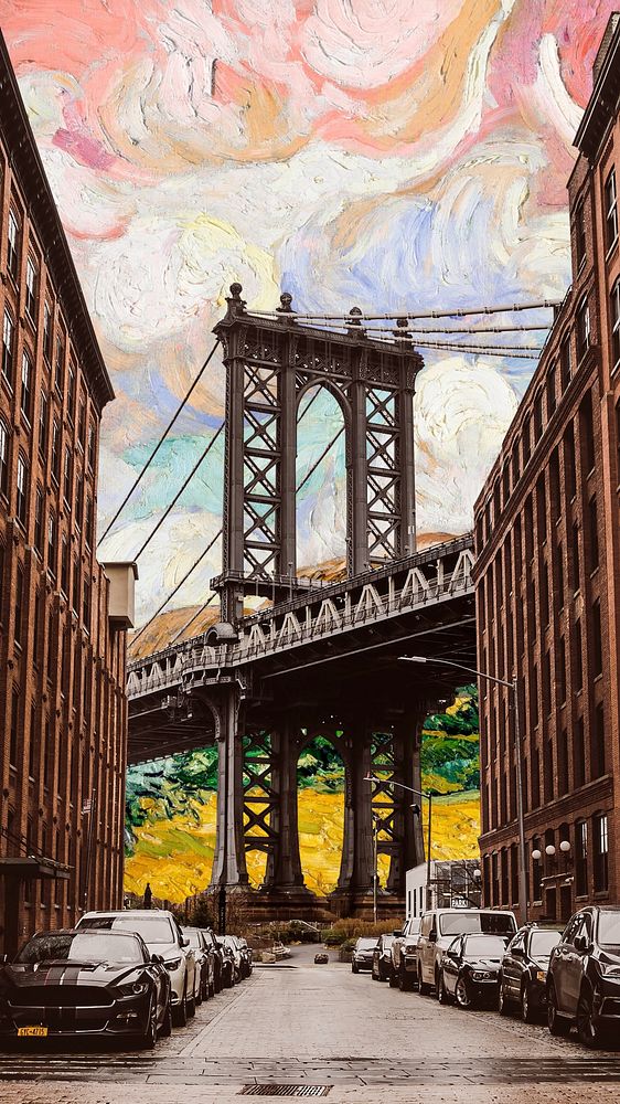 Manhattan Bridge iPhone wallpaper. Remixed by rawpixel.