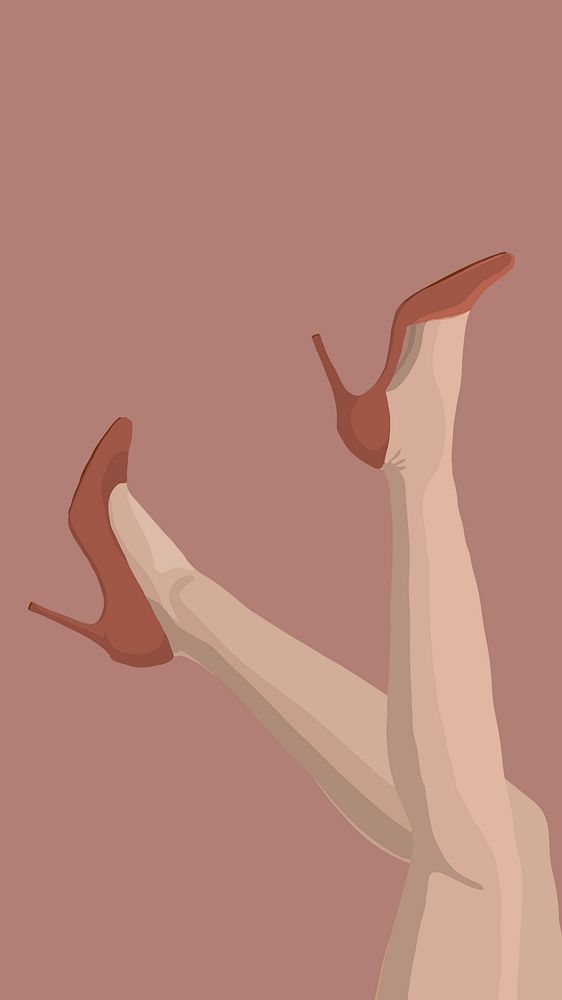 Woman legs & heels, mobile wallpaper, aesthetic illustration