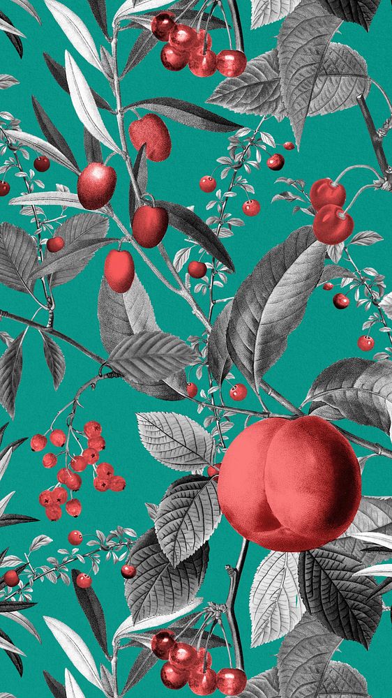 Vintage fruit pattern iPhone wallpaper illustration by Pierre Joseph Redouté. Remixed by rawpixel.