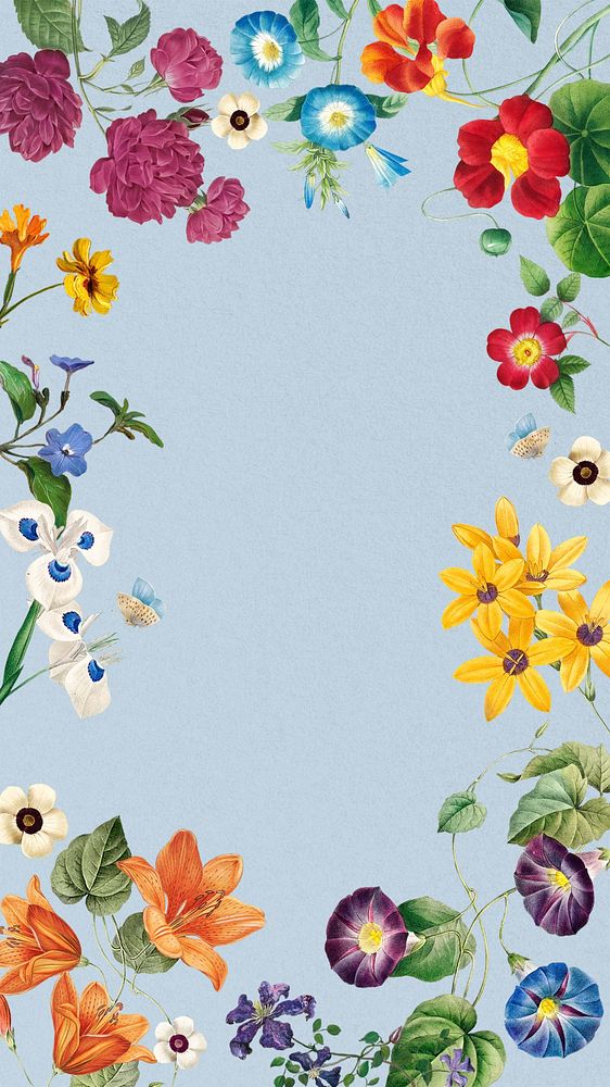 Vintage floral phone wallpaper, Spring illustration by Pierre Joseph Redouté. Remixed by rawpixel.