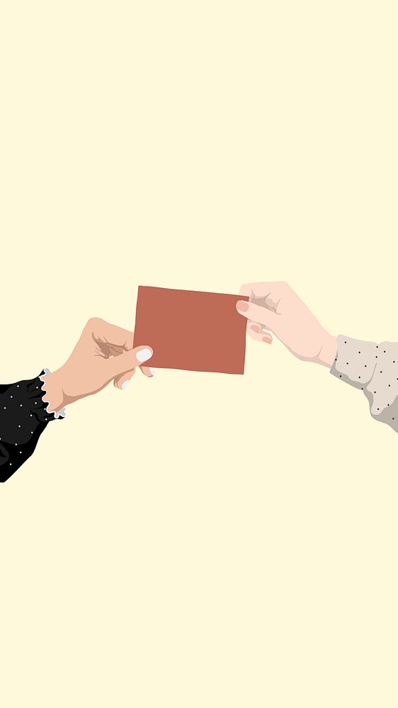 Hands holding card iPhone wallpaper, vector illustration