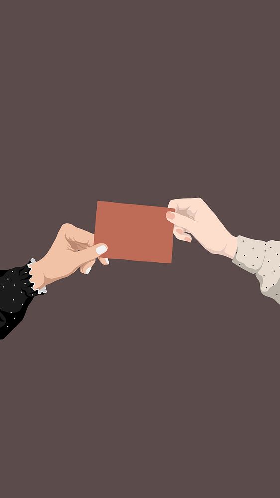 Hands holding card phone wallpaper, vector illustration