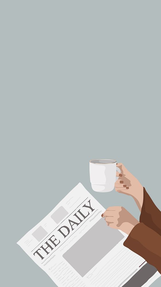 Breakfast coffee phone wallpaper, vector illustration