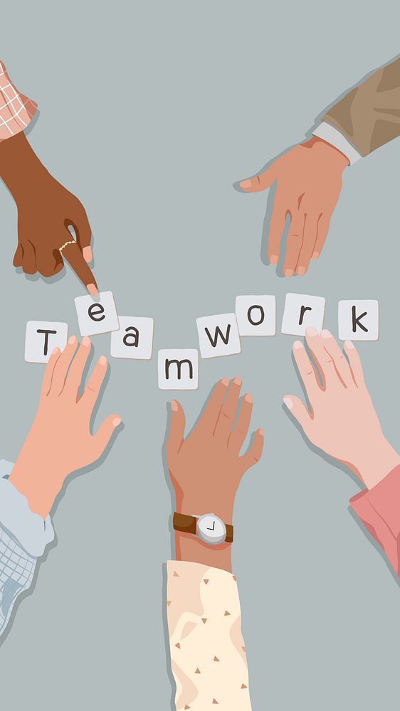 Diverse teamwork iPhone wallpaper, vector illustration