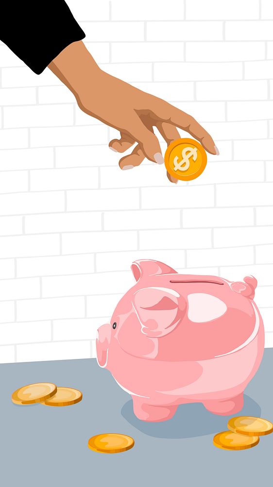 Saving & finance phone wallpaper, vector illustration