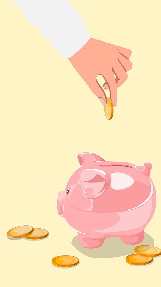 Piggy bank iPhone wallpaper, vector illustration
