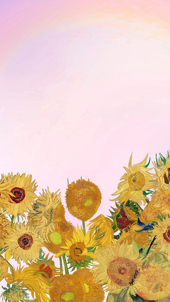 Van Gogh's sunflower  phone wallpaper, remixed by rawpixel