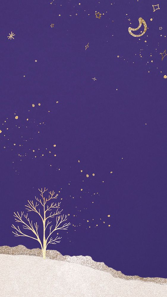 Purple winter landscape phone wallpaper