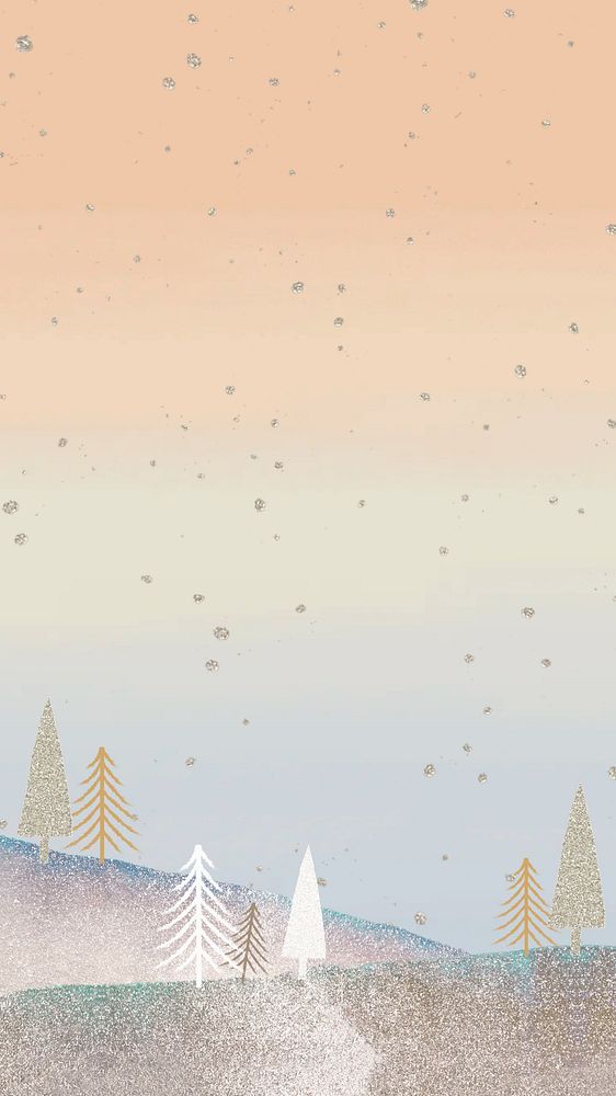 Sunset landscape, Christmas phone wallpaper