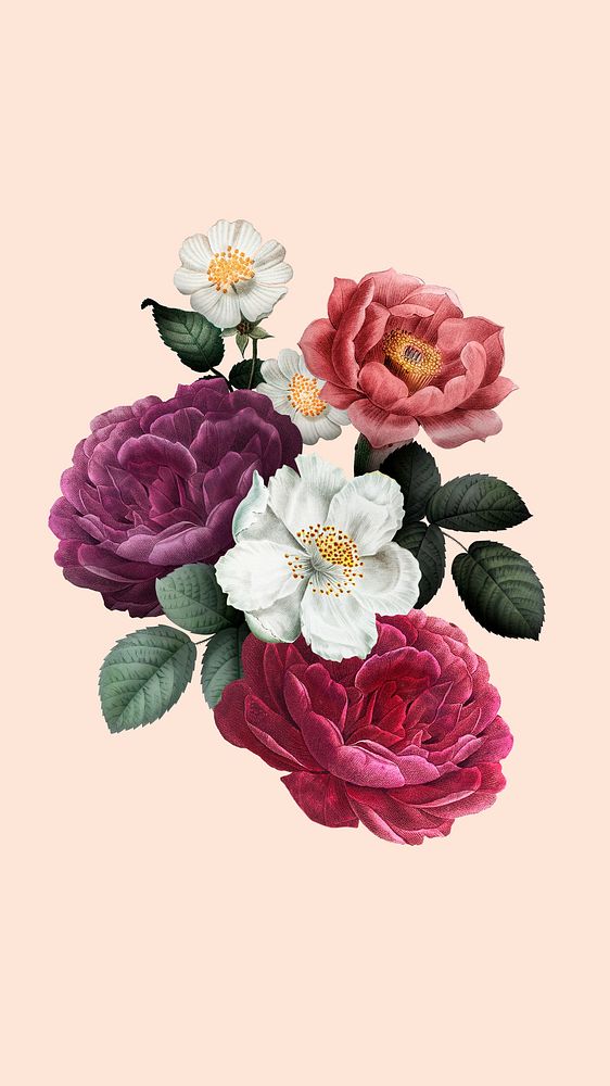 Vintage watercolor floral mobile wallpaper, aesthetic botanical illustration