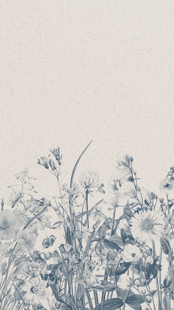 Aesthetic beige iPhone wallpaper, vintage flower border illustration