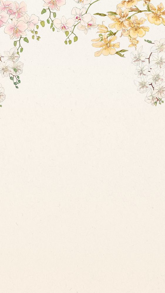 Vintage orchids iPhone wallpaper, floral background. Remixed by rawpixel.
