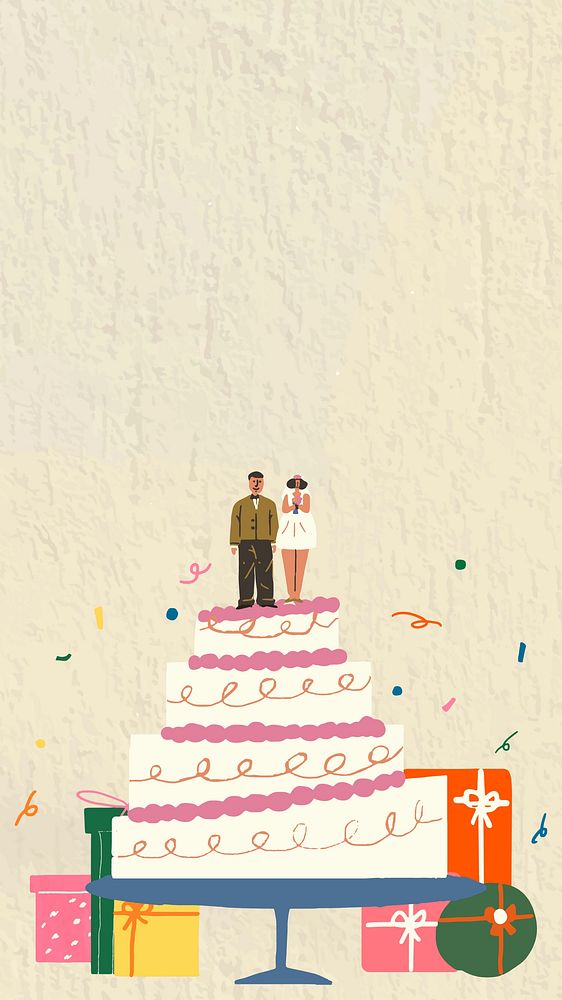 Wedding cake doodle mobile wallpaper