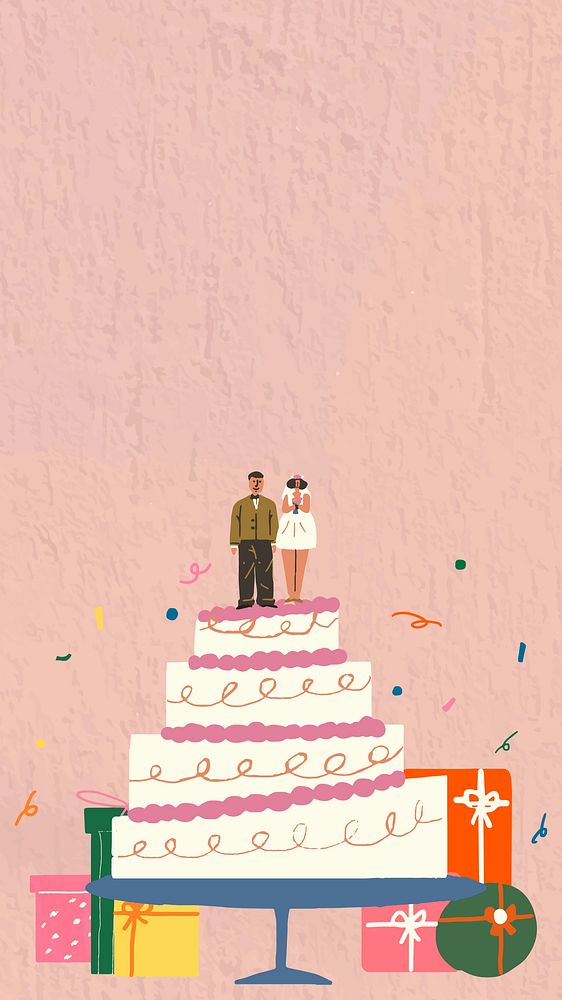 Wedding cake doodle iPhone wallpaper