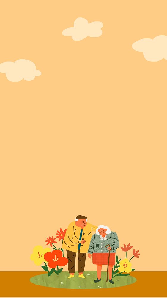 Cute old couple iPhone wallpaper