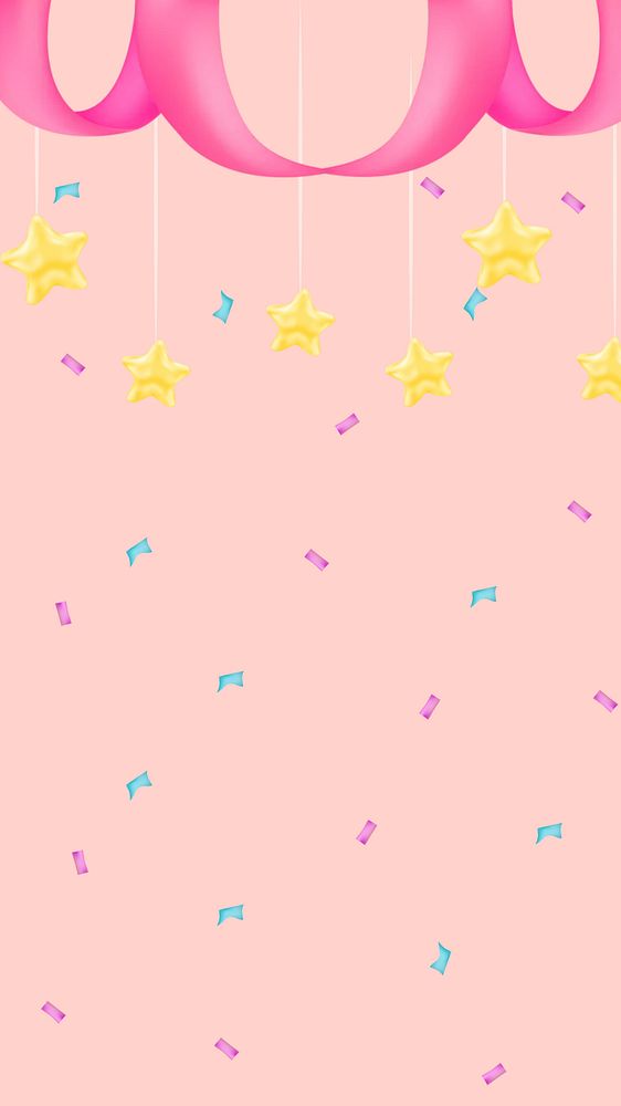 Pink birthday mobile wallpaper, cute party design