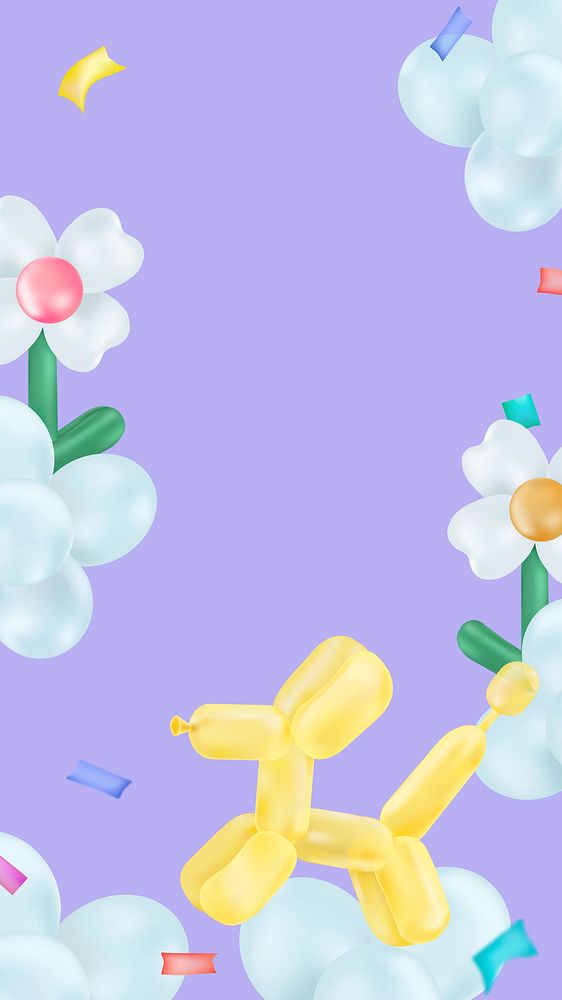 3D animal balloon mobile wallpaper, cute design