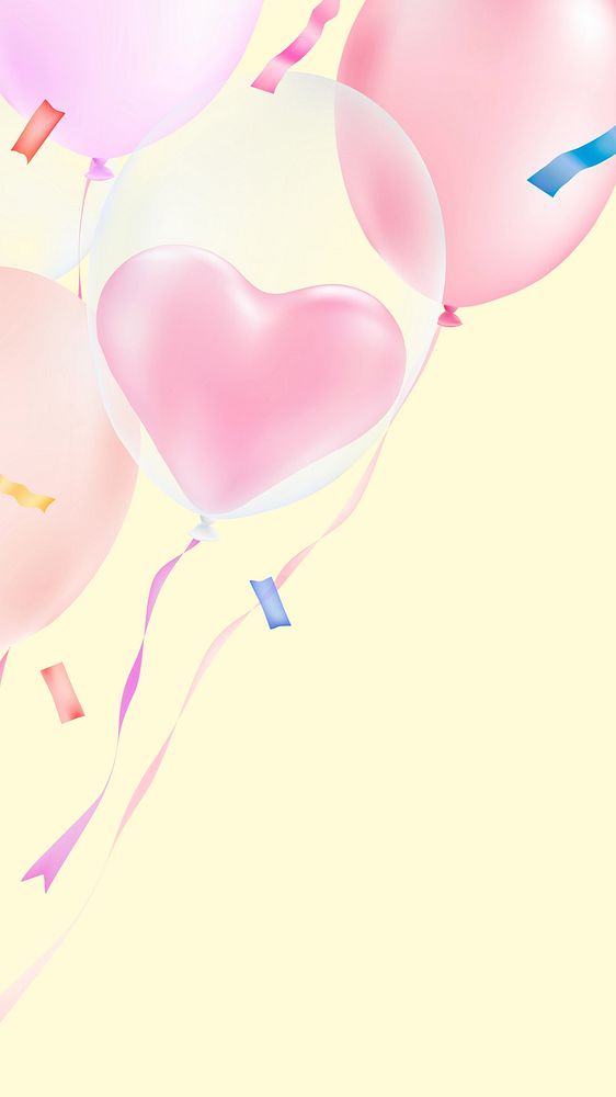 Pink heart balloon mobile wallpaper, Valentine's day design