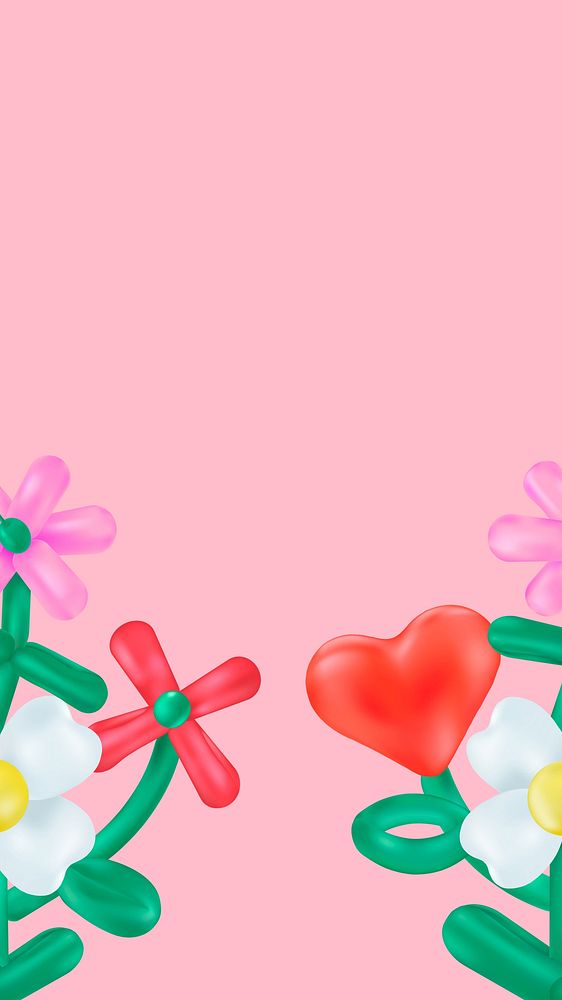 Flower balloon pink mobile wallpaper, cute design