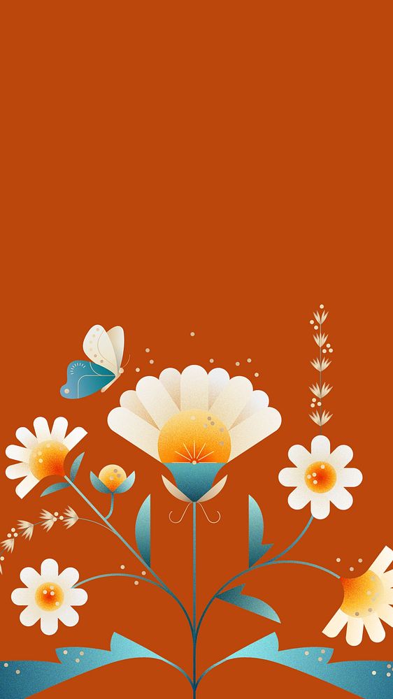 Orange daisy floral phone wallpaper