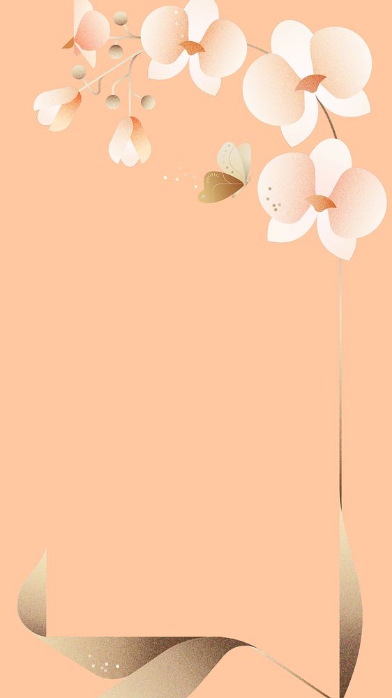 Peach orchid floral mobile wallpaper