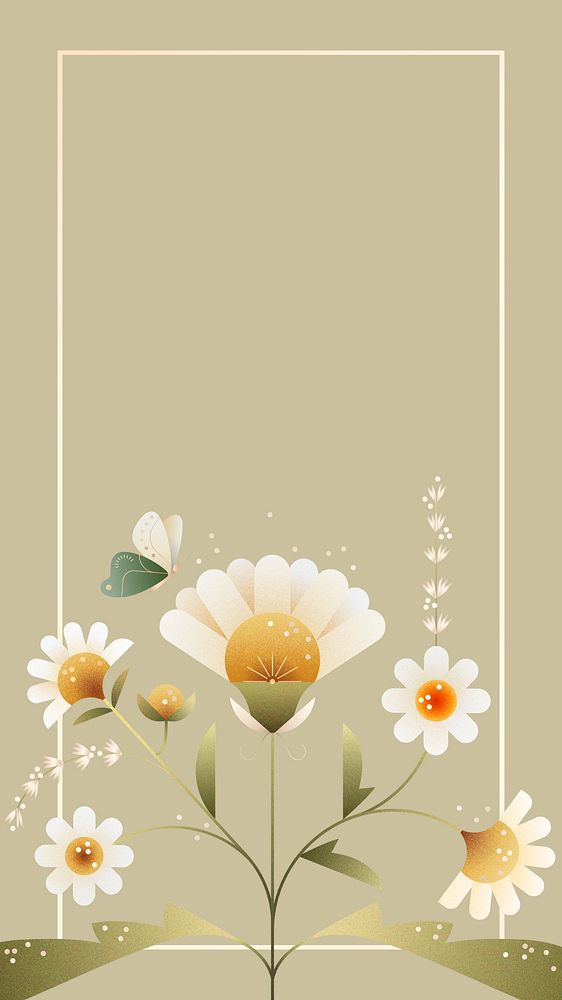 Beige daisy floral iPhone wallpaper