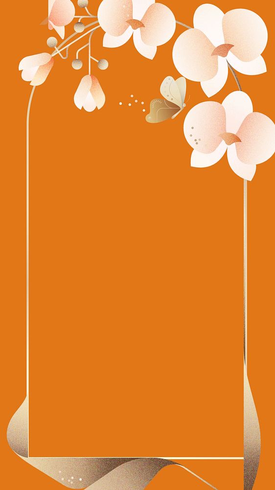Orange orchid floral iPhone wallpaper