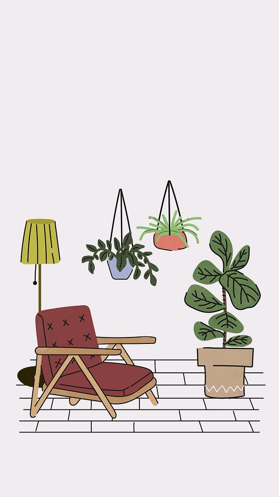 Living space mobile wallpaper, aesthetic illustration