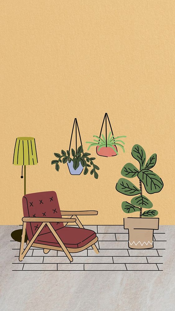 Living space mobile wallpaper, aesthetic illustration