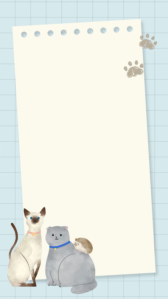 Beige notepaper cat phone wallpaper, cute animal design