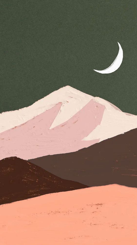 Desert landscape phone wallpaper, acrylic paint texture design