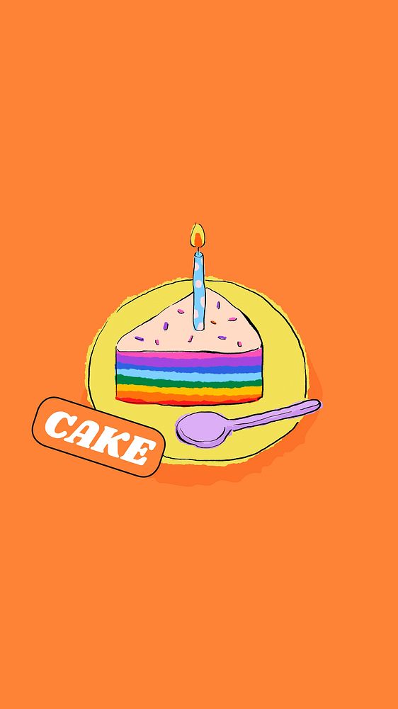 Birthday cake, orange mobile wallpaper background