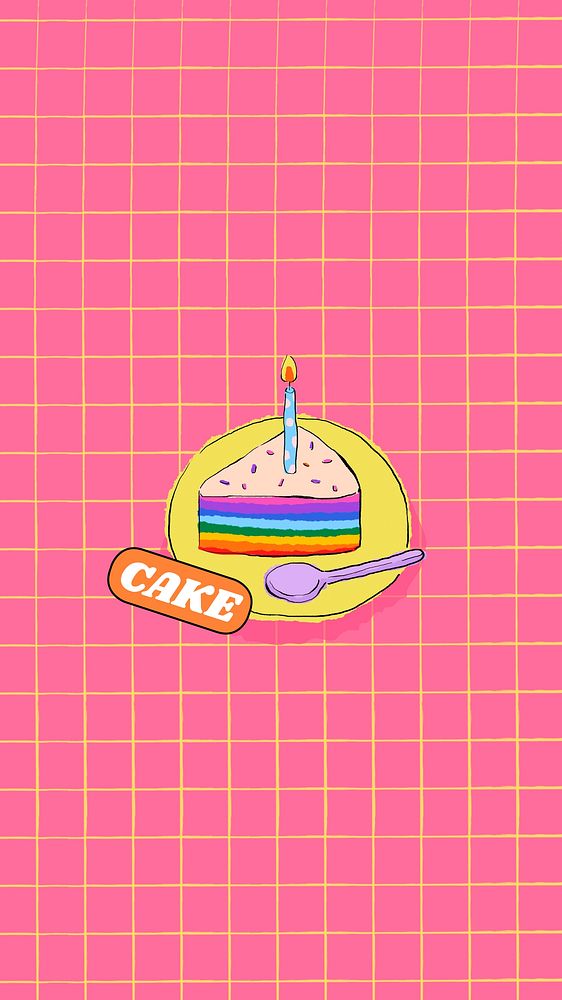Birthday cake, pink mobile wallpaper background