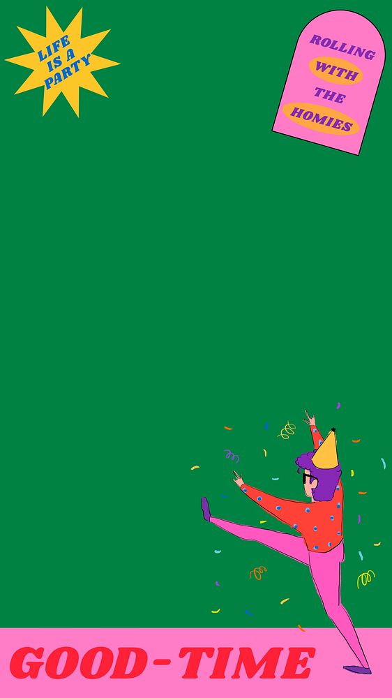 Party time, green mobile wallpaper background