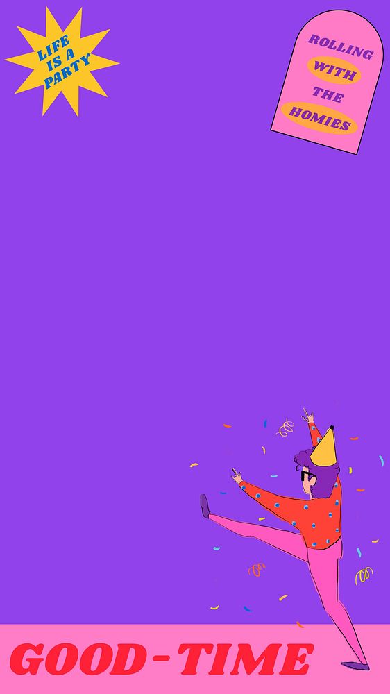 Party time, purple mobile wallpaper background