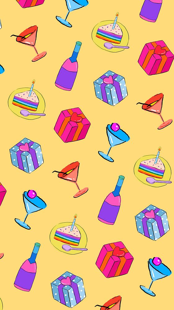 Birthday party pattern mobile wallpaper background