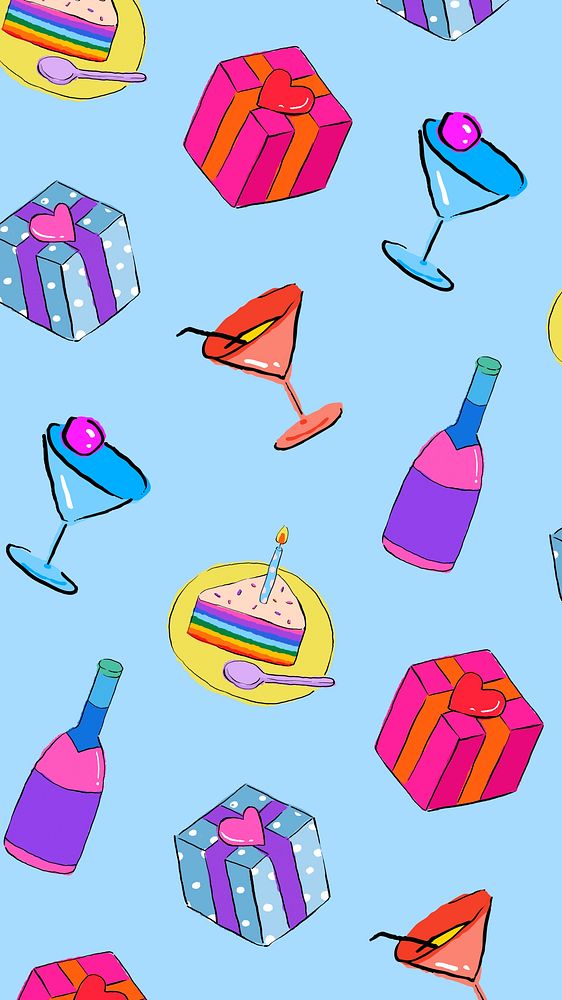 Birthday party pattern mobile wallpaper background