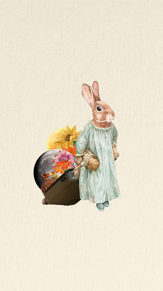 Rabbit anthropomorphic animal remix iPhone wallpaper
