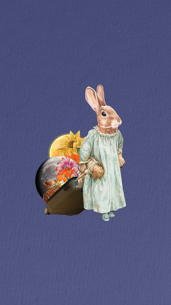 Rabbit anthropomorphic animal remix iPhone wallpaper
