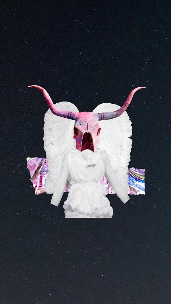 Anthropomorphic angel with longhorn iPhone wallpaper
