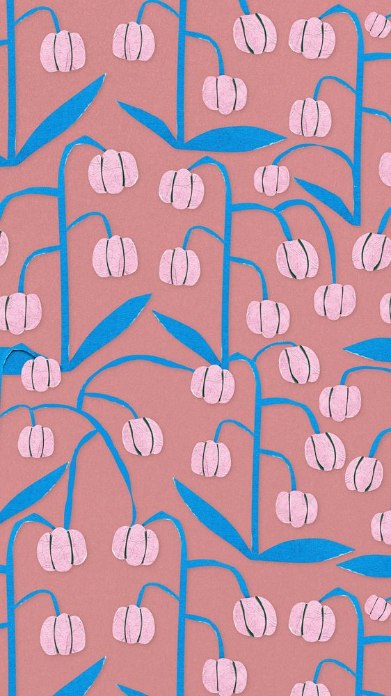 Pink flower pattern iPhone wallpaper, textured background