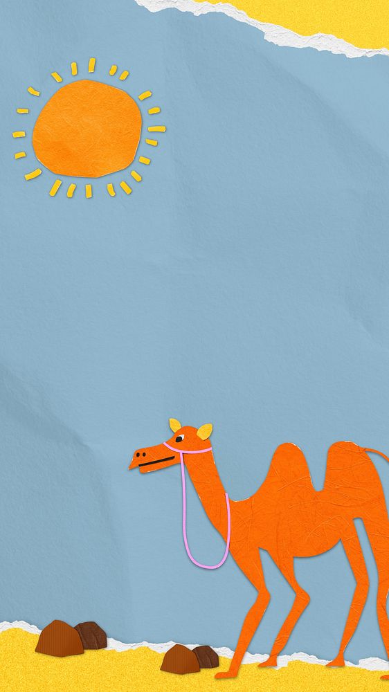 Camel paper craft iPhone wallpaper, textured background