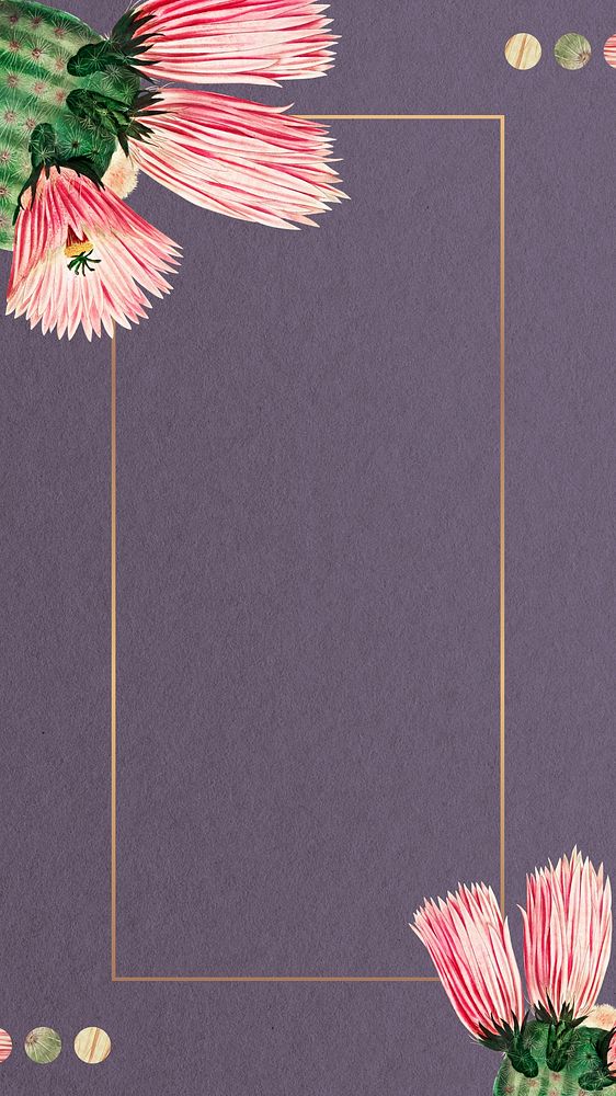 Purple cactus frame iPhone wallpaper
