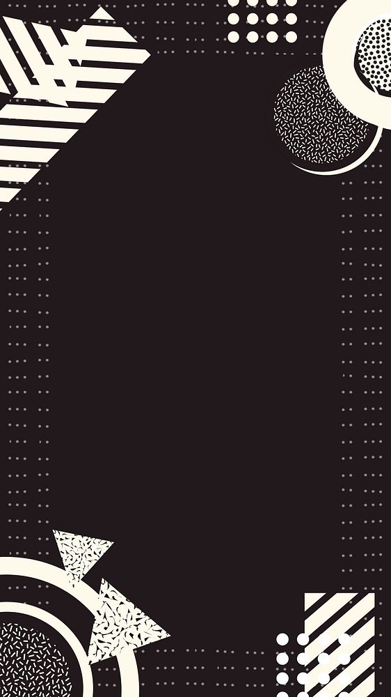 Retro geometric frame iPhone wallpaper, black background