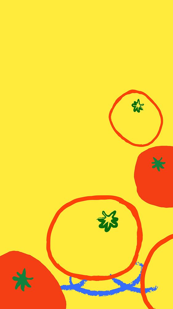 Tomato doodle phone wallpaper, cute border 
