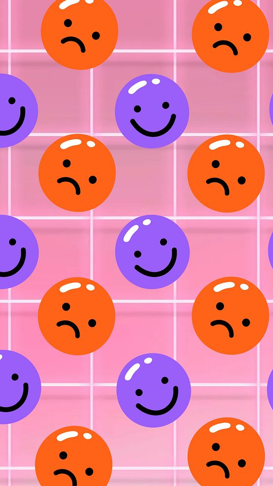 Happy & sad pattern iPhone wallpaper, colorful design