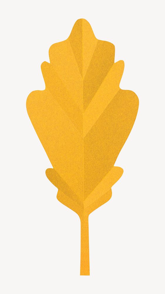 Yellow oak leaf, paper craft element psd