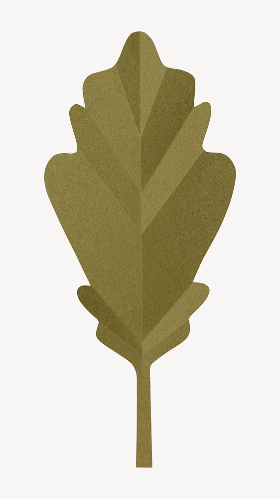 Green oak leaf, paper craft element psd