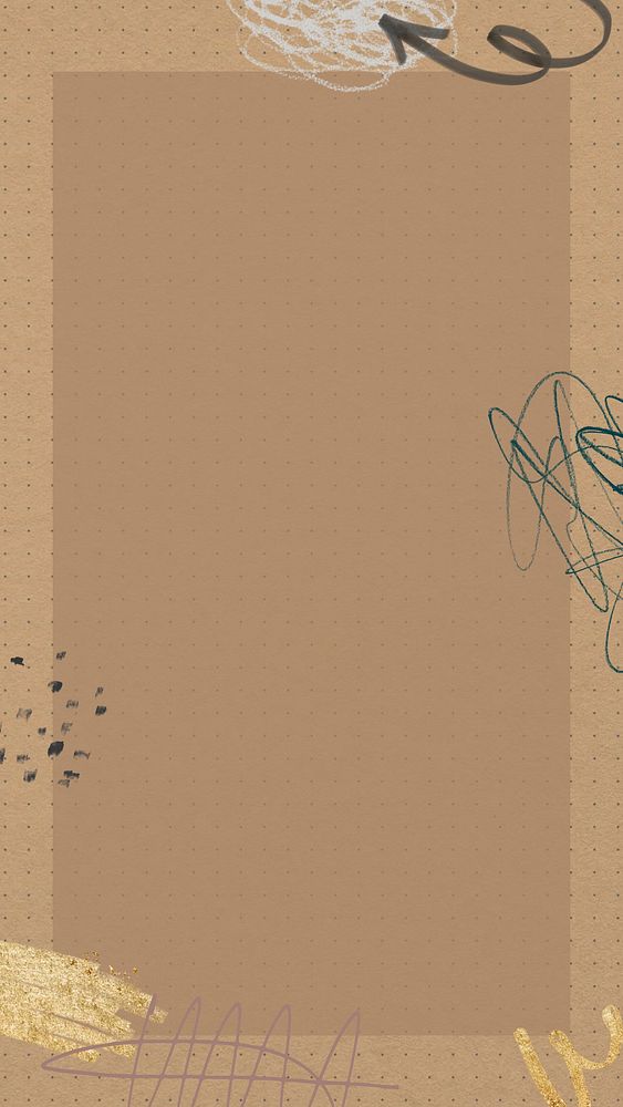 Abstract messy scribble phone wallpaper, brown frame design